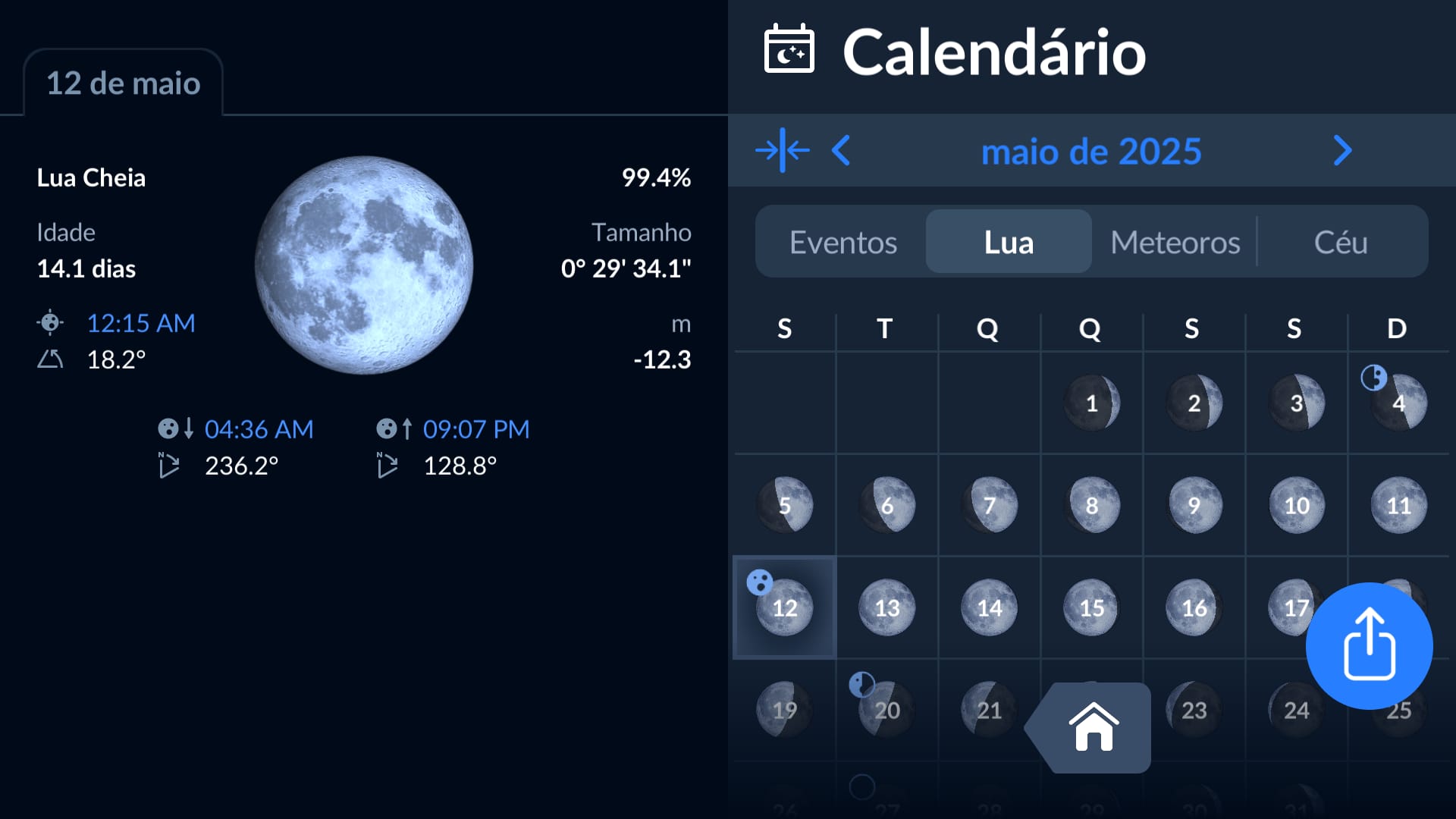 Aplicativo de calendário lunar