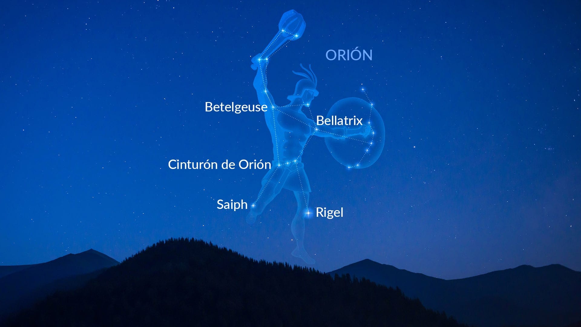 The constellation Orion with the brightest stars