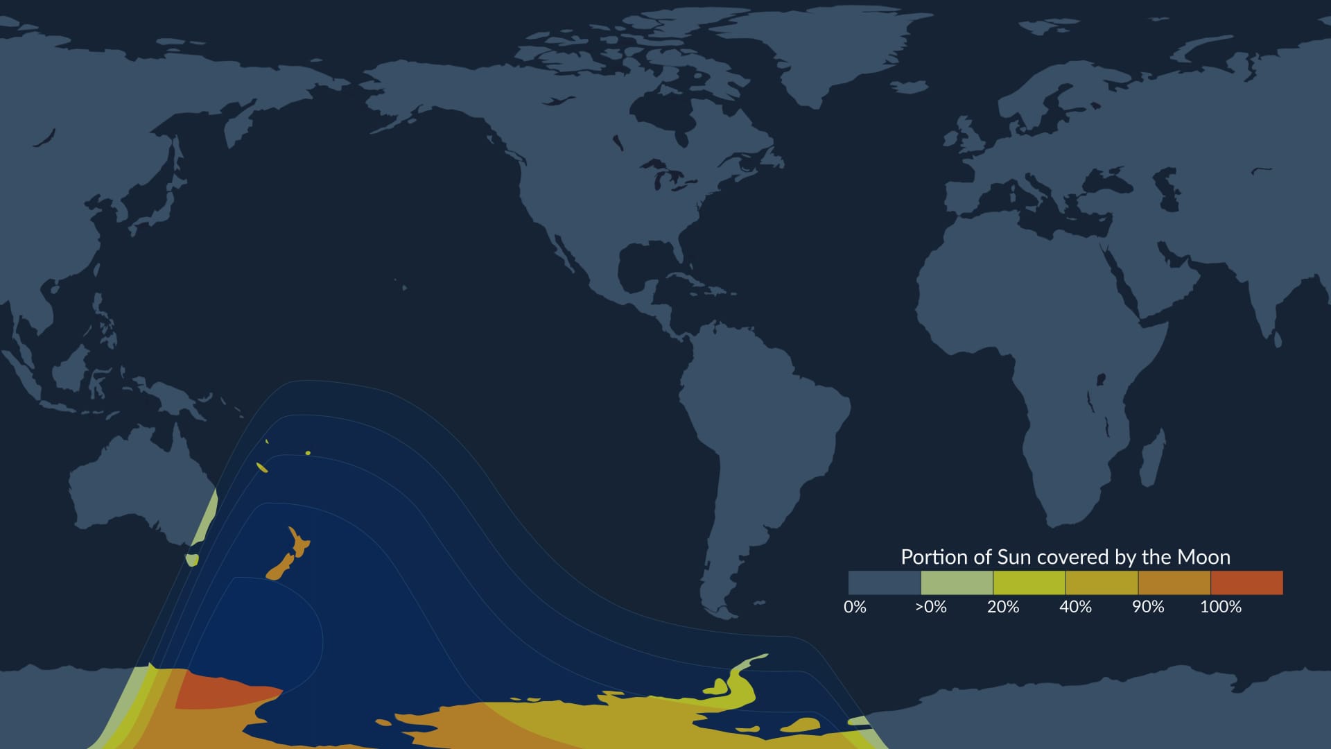 Visibility map of the partial solar eclipse on September 21, 2025