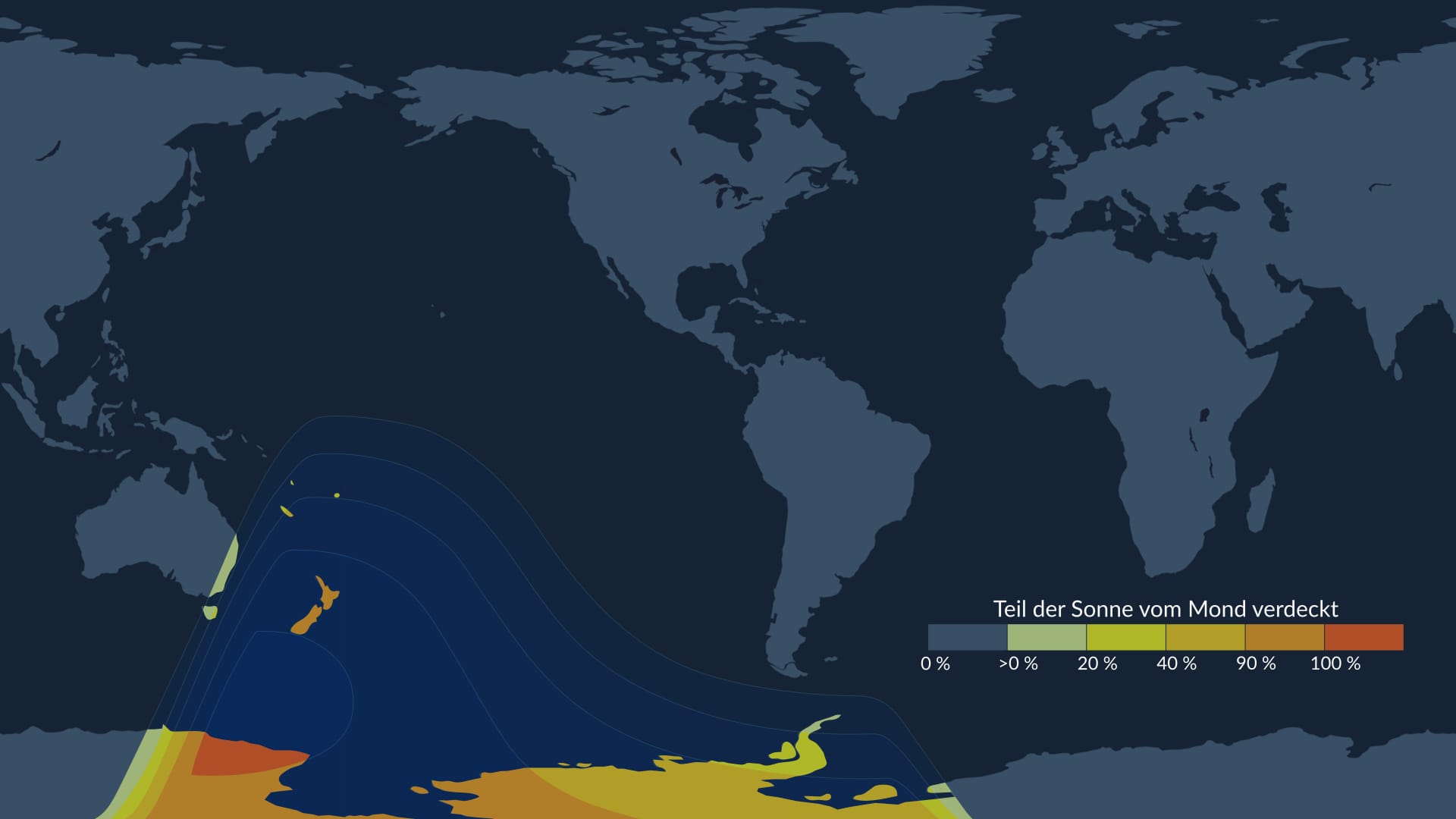 Visibility map of the partial solar eclipse on September 21, 2025